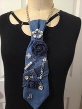 Load image into Gallery viewer, Denim, Diamonds,and Pearls Remix Tie