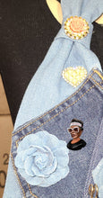 Load image into Gallery viewer, Lite and Dark Denim Remix Tie "Flower Bomb" Edition
