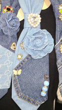 Load image into Gallery viewer, Lite and Dark Denim Remix Tie "Flower Bomb" Edition