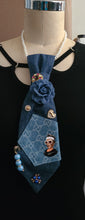 Load image into Gallery viewer, Lite and Dark Denim Remix Tie "Flower Bomb" Edition