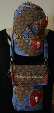 Load image into Gallery viewer, Carmel and Denim Trio Cap,Tie and Crossbody