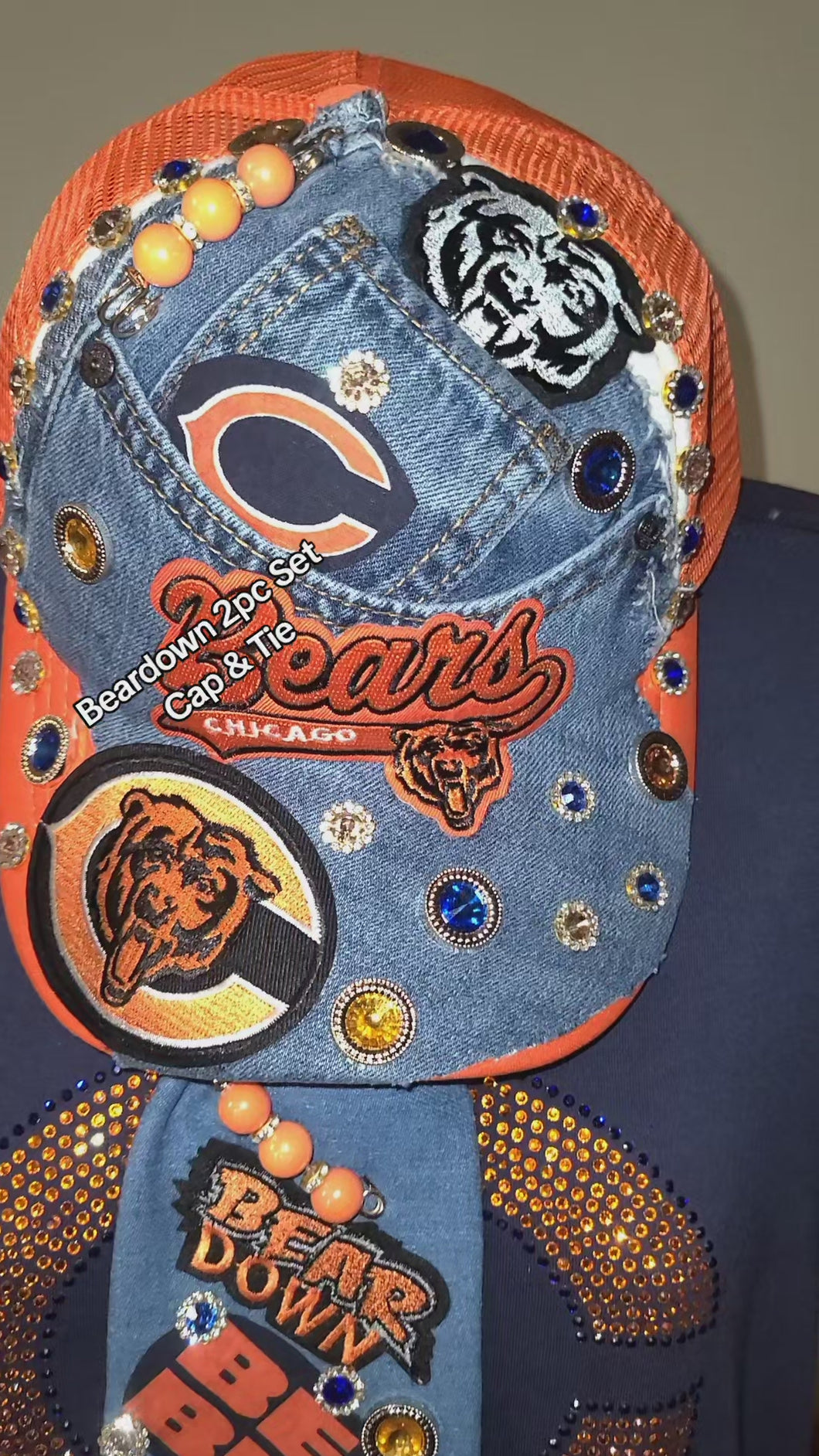 Beardown 2pc Denim Remix Set. Trucker Cap and Tie