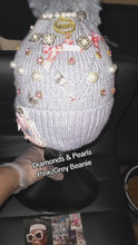 Load and play video in Gallery viewer, Diamonds and Pearls Pink/Grey  Beanie
