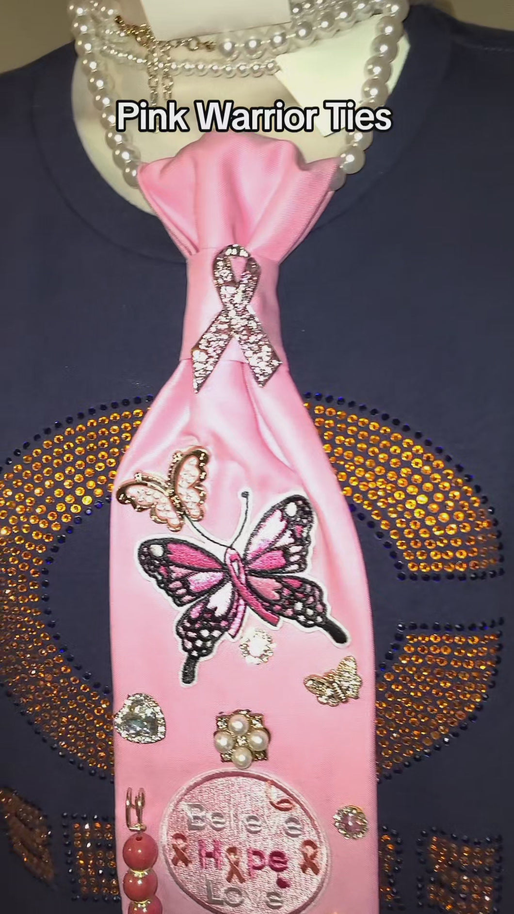 BUTTERFLY Pink Believe,Hope, Love Tie