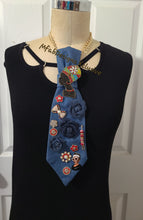 Load image into Gallery viewer, Queens Love Flowers Denim Remix Tie
