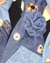Load image into Gallery viewer, Lite and Dark Denim Remix Tie "Flower Bomb" Edition
