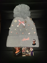 Load image into Gallery viewer, Diamonds and Pearls Pink/Grey  Beanie
