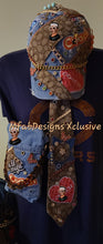 Load image into Gallery viewer, Carmel and Denim Trio Cap,Tie and Crossbody

