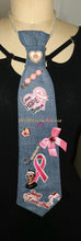 Load image into Gallery viewer, Denim and Pink Jesus loves me Warrior Tie
