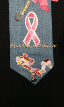 Load image into Gallery viewer, Denim and Pink Jesus loves me Warrior Tie

