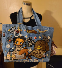 Load image into Gallery viewer, Lrg Denim Tote and Tie Remix 2pc Set
