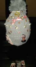 Load image into Gallery viewer, Diamonds and Pearls Pink/Grey  Beanie
