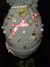 Load image into Gallery viewer, Diamonds and Pearls Pink/Grey  Beanie
