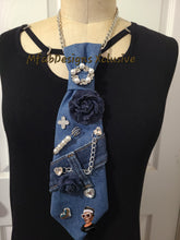 Load image into Gallery viewer, Denim, Diamonds,and Pearls Remix Tie
