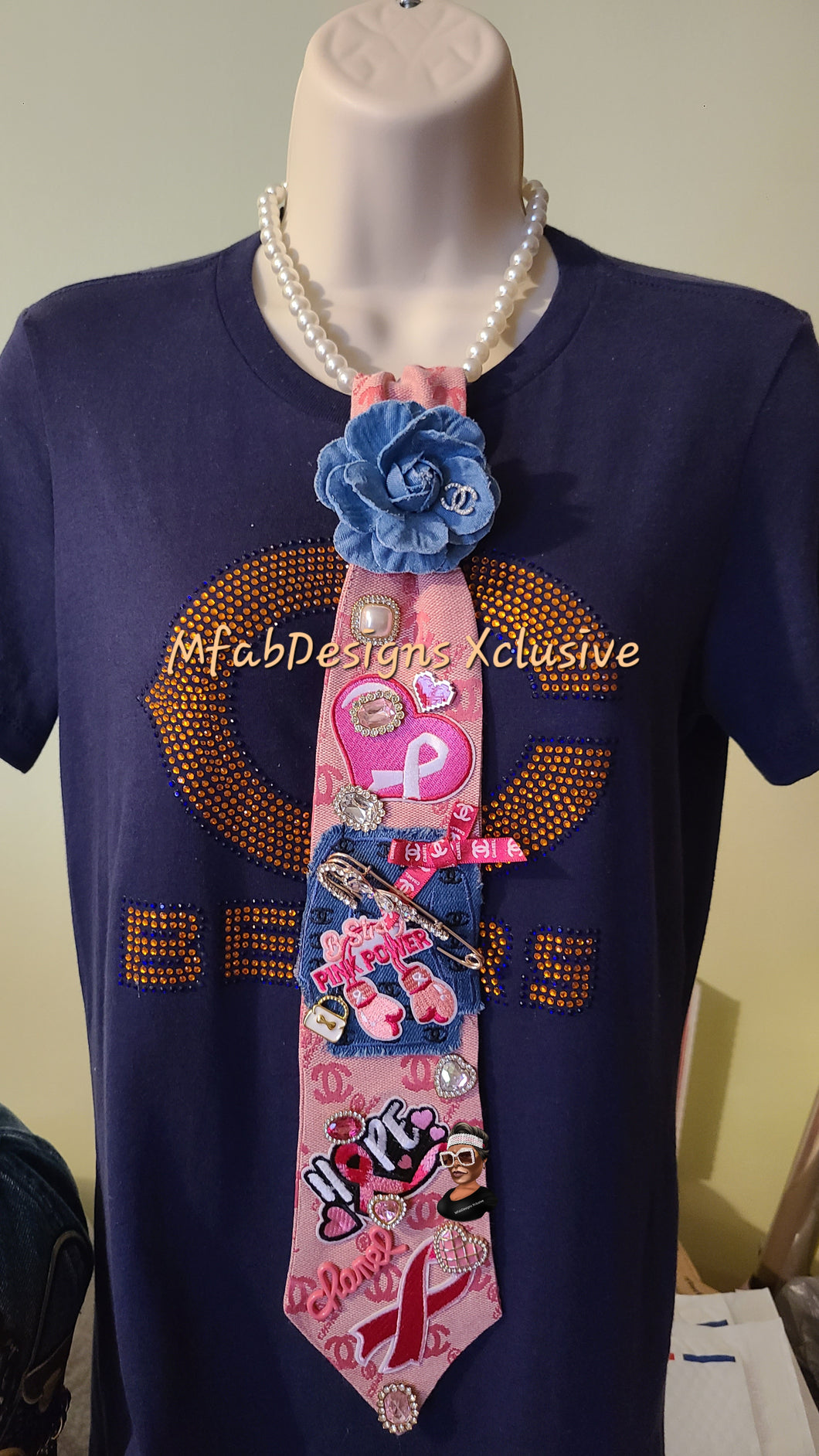 Pink Power Pink and Denim Tie